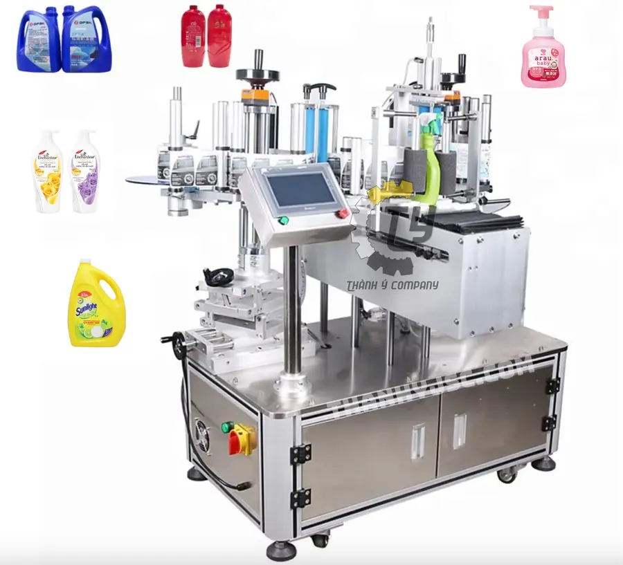 Máy Dán Nhãn Can Dẹt Hai Mặt Tự Động